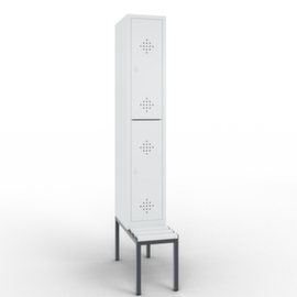 C+P Doppelstöckiger Umkleideschrank Classic mit Sitzbank + 1x2 Abteile, Abteilbreite 300 mm