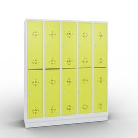 C+P Doppelstöckiger Garderobenschrank Classic mit 5x2 Abteilen mit Lüftungsrosetten, Abteilbreite 300 mm