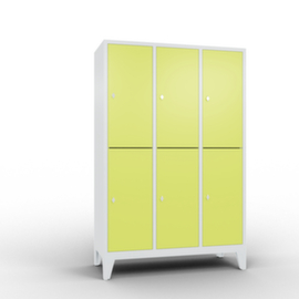 C+P Doppelstöckiger Garderobenschrank Classic mit 3x2 Abteilen Türen glatt, Abteilbreite 400 mm