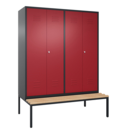 C+P Umkleideschrank Classic mit Sitzbank + 4 Abteile je 2 gemeinsam verschließbar, Abteilbreite 400 mm