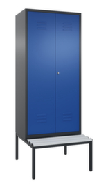 C+P Umkleideschrank Classic mit Sitzbank + 2 Abteilen gemeinsam verschließbar, Abteilbreite 400 mm