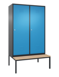 C+P Umkleideschrank Classic mit Sitzbank + 4 Abteile je 2 mit 1 Tür, Abteilbreite 300 mm