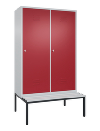 C+P Umkleideschrank Classic mit Sitzbank + 4 Abteile je 2 mit 1 Tür, Abteilbreite 300 mm