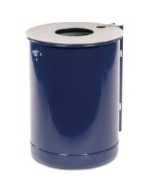 Rund-Abfallbehälter mit Aschereinsatz, RAL5013 Kobaltblau