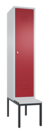 C+P Umkleideschrank Classic mit Sitzbank + 1 Abteil, Abteilbreite 400 mm