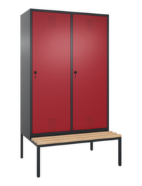 C+P Umkleideschrank Evolo mit untergebauter Sitzbank + 4 Abteile je 2 mit 1 Tür, Abteilbreite 300 mm