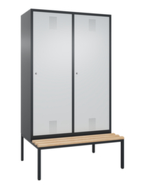 C+P Umkleideschrank Evolo mit untergebauter Sitzbank + 4 Abteile je 2 mit 1 Tür, Abteilbreite 300 mm
