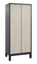 C+P Garderobenschrank Evolo mit Dekor-Türen - 2 Abteile - je 2 gemeinsam verschließbar, Abteilbreite 400 mm