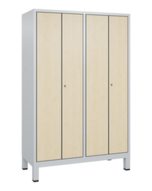 C+P Garderobenschrank Evolo mit Dekor-Türen - 4 Abteile - je 2 gemeinsam verschließbar, Abteilbreite 300 mm