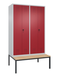 C+P Umkleideschrank Evolo mit untergebauter Sitzbank + 4 Abteile je 2 gemeinsam verschließbar, Abteilbreite 300 mm