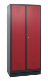 C+P Garderobenschrank Evolo mit 2 Abteilen - Türen mit Lochbild, Abteilbreite 400 mm