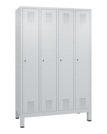 C+P Garderobenschrank Evolo mit 4 Abteilen - Türen mit Lochbild, Abteilbreite 300 mm