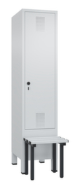 C+P Umkleideschrank Evolo mit vorgebauter Sitzbank + 1 Abteil, Abteilbreite 400 mm
