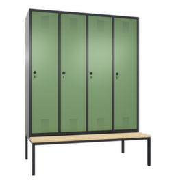 C+P Umkleideschrank Evolo mit untergebauter Sitzbank + 4 Abteile, Abteilbreite 400 mm