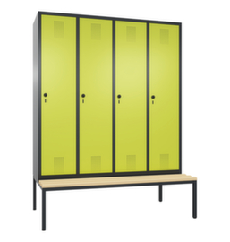 C+P Umkleideschrank Evolo mit untergebauter Sitzbank + 4 Abteile, Abteilbreite 400 mm