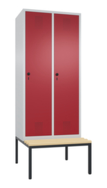 C+P Umkleideschrank Evolo mit untergebauter Sitzbank + 2 Abteile, Abteilbreite 400 mm
