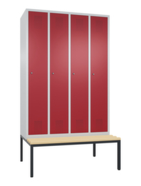 C+P Umkleideschrank Evolo mit untergebauter Sitzbank + 4 Abteile, Abteilbreite 300 mm