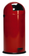 Tretabfallbehälter mit Klappdeckel aus Edelstahl, 40 l, rot