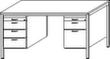 Gera Schreibitsch Pro mit 2 Hängecontainern, Breite x Tiefe 1600 x 800 mm Technische Zeichnung 1 S