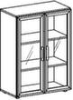 Gera Glastürenschrank Milano, 3 Ordnerhöhen, Korpus Ahorn Technische Zeichnung 1 S