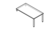Anbautisch für Sideboard, Breite x Tiefe 1600 x 800 mm, Platte Nussbaum Technische Zeichnung 1 S