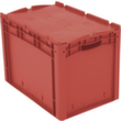 Euronorm-Stapelbehälter, rot, Inhalt 84 l, Zweiteiliger Scharnierdeckel Standard 2 S