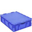 Großvolumiger Euronorm-Stapelbehälter, blau, Inhalt 86 l, Scharnierdeckel Standard 2 S