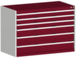 bott Schubladenschrank cubio Grundfläche 1300x650 mm, 6 Schublade(n), RAL7035 Lichtgrau/RAL3004 Purpurrot