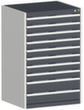 bott Schubladenschrank cubio Grundfläche 800x650 mm, 10 Schublade(n), RAL7035 Lichtgrau/RAL7016 Anthrazitgrau