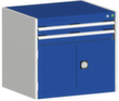 bott Schubladenschrank cubio Grundfläche 800x750 mm, 2 Schublade(n), RAL7035 Lichtgrau/RAL5010 Enzianblau