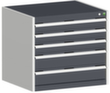 bott Schubladenschrank cubio Grundfläche 800x650 mm, 5 Schublade(n), RAL7035 Lichtgrau/RAL7016 Anthrazitgrau