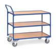 fetra Leicher Tischwagen Holzböden mit Rand 850x500 mm, Traglast 300 kg, 3 Etagen
