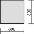 Gera Eckiges Verkettungselement Milano 90° für 4-Fußgestell, Breite x Tiefe 800 x 800 mm, Platte weiß Technische Zeichnung 2 S