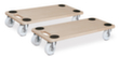 Möbelroller mit Holzladefläche, Traglast 200 kg, Kunststoff-Bereifung