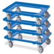 Kastenroller-Set mit offenem Winkelrahmen, Traglast 250 kg, blau