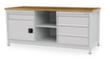 Bedrunka + Hirth Werkbank mit Buche-Massivholzplatte Gestell in vielen Farben, 3 Schubladen, 1 Schrank. 2 Ablageböden