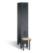 C+P Umkleideschrank Evolo mit vorgebauter Sitzbank + 1 Abteil, Abteilbreite 300 mm