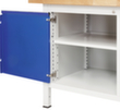 RAU Höhenverstellbare Werkbank Serie 8000, 3 Schubladen, 1 Schrank, 1 Ablageboden, RAL7035 Lichtgrau/RAL5010 Enzianblau Detail 4 S