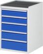 RAU Schubladenschrank Serie 7000, 5 Schublade(n), RAL7035 Lichtgrau/RAL5010 Enzianblau