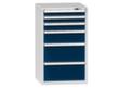 Schubladenschrank Topas B, 6 Schublade(n), RAL7035 Lichtgrau/RAL5010 Enzianblau