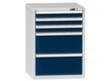 Schubladenschrank Topas B, 5 Schublade(n), RAL7035 Lichtgrau/RAL5010 Enzianblau