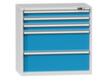 Schubladenschrank Topas C, 5 Schublade(n), RAL7035 Lichtgrau/RAL5012 Lichtblau