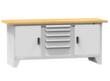 Werkbank Spinell, 5 Schubladen, 2 Schränke, RAL7035 Lichtgrau/RAL7035 Lichtgrau