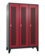 C+P Garderobenschrank Classic mit 3 Abteilen + Mitteltrennwand + Türen gelocht, Abteilbreite 400 mm