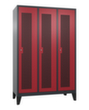 C+P Garderobenschrank Classic mit 3 Abteilen + Mitteltrennwand + Türen gelocht, Abteilbreite 400 mm