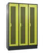 C+P Garderobenschrank Classic mit 3 Abteilen + Mitteltrennwand + Türen gelocht, Abteilbreite 400 mm