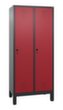 C+P Garderobenschrank Evolo mit 2 Abteilen - Türen mit Lochbild, Abteilbreite 400 mm