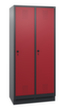 C+P Garderobenschrank Evolo mit 2 Abteilen - Türen mit Lochbild, Abteilbreite 400 mm