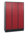 C+P Garderobenschrank Evolo mit 3 Abteilen - Türen mit Lochbild, Abteilbreite 400 mm