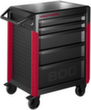 KRAFTWERK® Robuster Werkstattwagen PRO LINE PT800, 5 Schublade(n), RAL9005 Tiefschwarz/rot/RAL9005 Tiefschwarz
